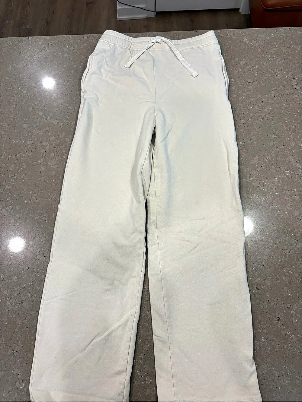Cream Straight-Leg Sweatpants